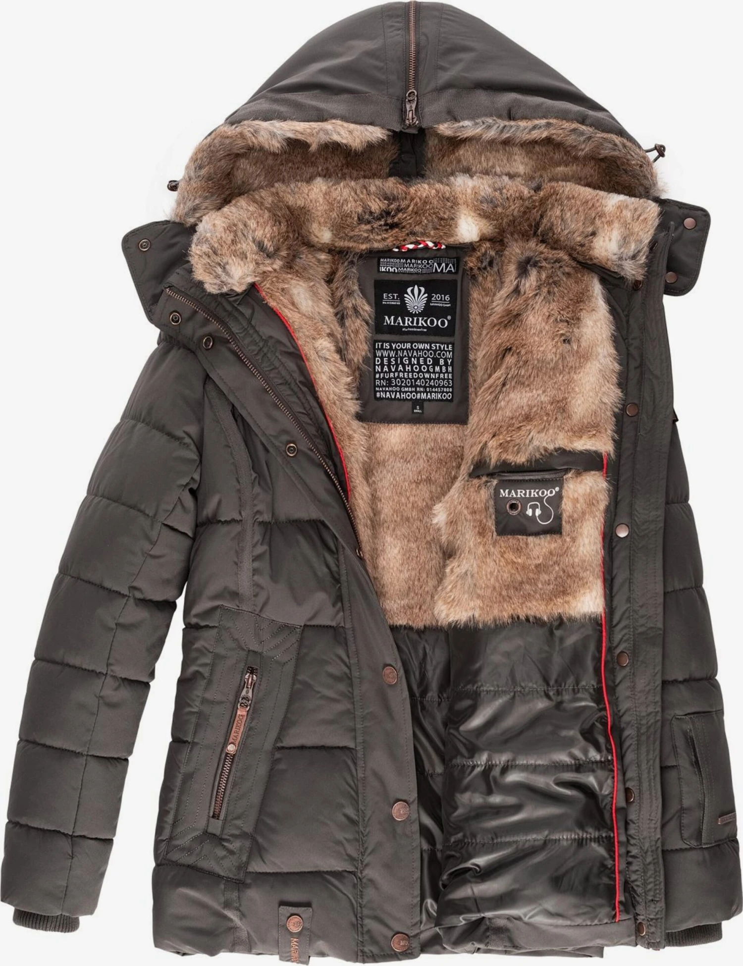 Marikoo Gewatteerde Jassen Winterjas Nekoo Dames Aardetinten 6 Marikoo Gewatteerde Jassen Winterjas Nekoo Dames Aardetinten - Afbeelding 6