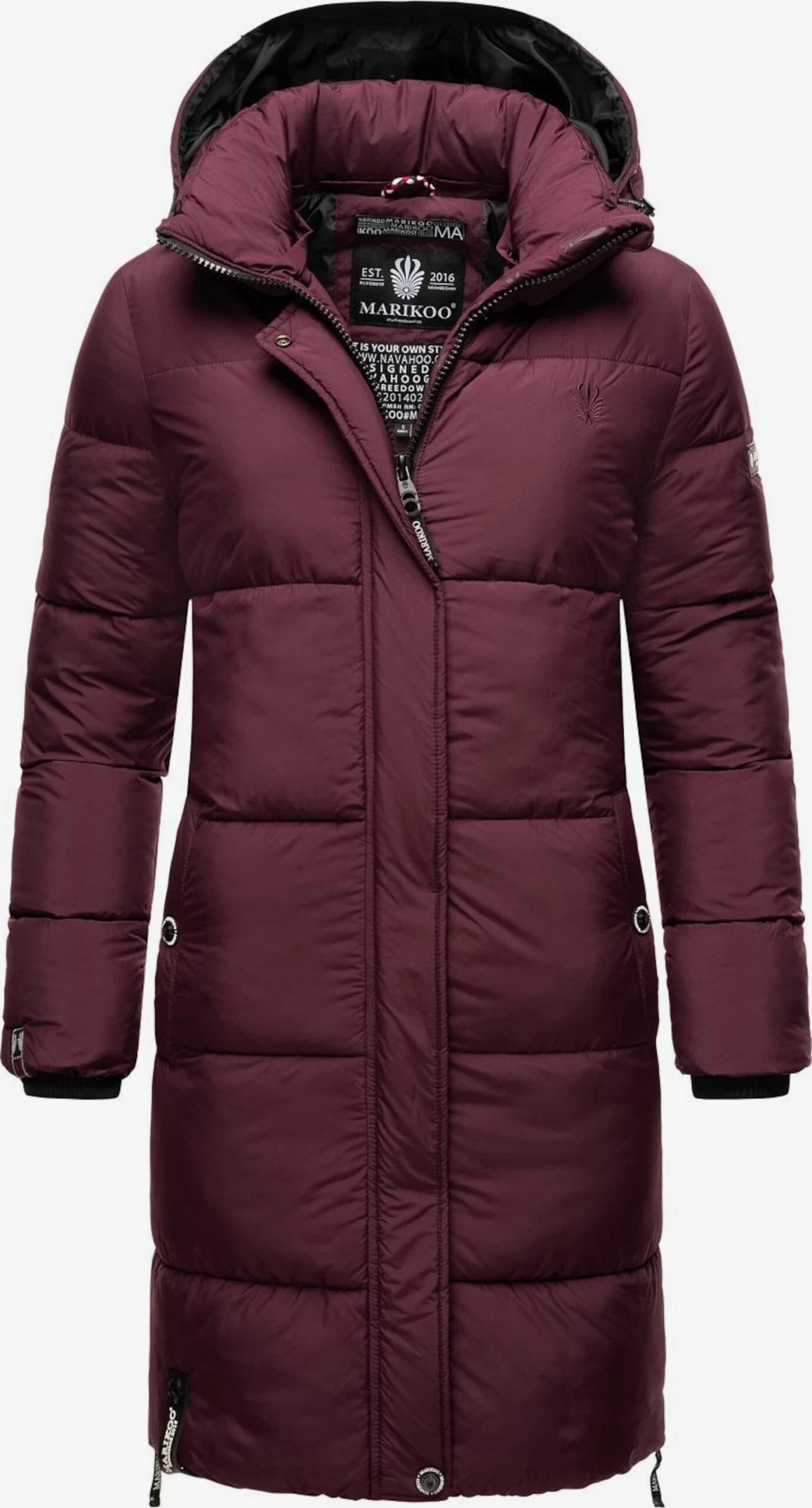 Marikoo Wintermantels Wintermantel Dames Kersrood 2 Marikoo Wintermantels Wintermantel Dames Kersrood - Afbeelding 2