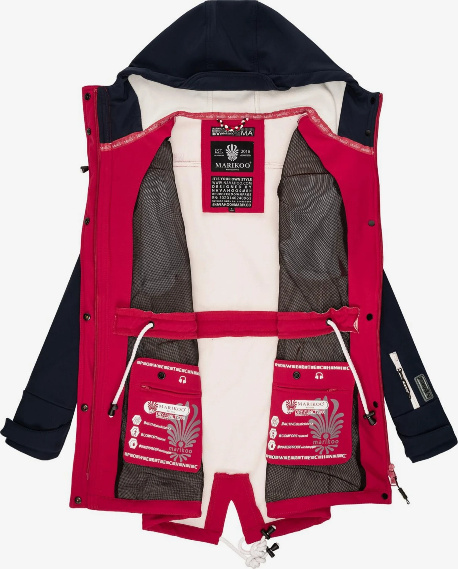 Marikoo Regenmantels Functionele Mantel Zimtzicke Dames Navy / Pink 4 Marikoo Regenmantels Functionele Mantel Zimtzicke Dames Navy / Pink - Afbeelding 4