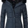 Marikoo Winterjassen Winterjas Lotusblüte Dames Donkerblauw