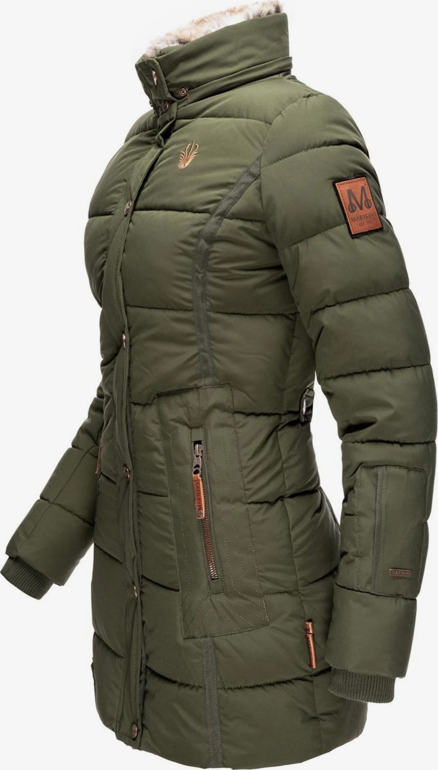 Marikoo Korte Mantels Wintermantel Dames Olijfgroen 5 Marikoo Korte Mantels Wintermantel Dames Olijfgroen - Afbeelding 5