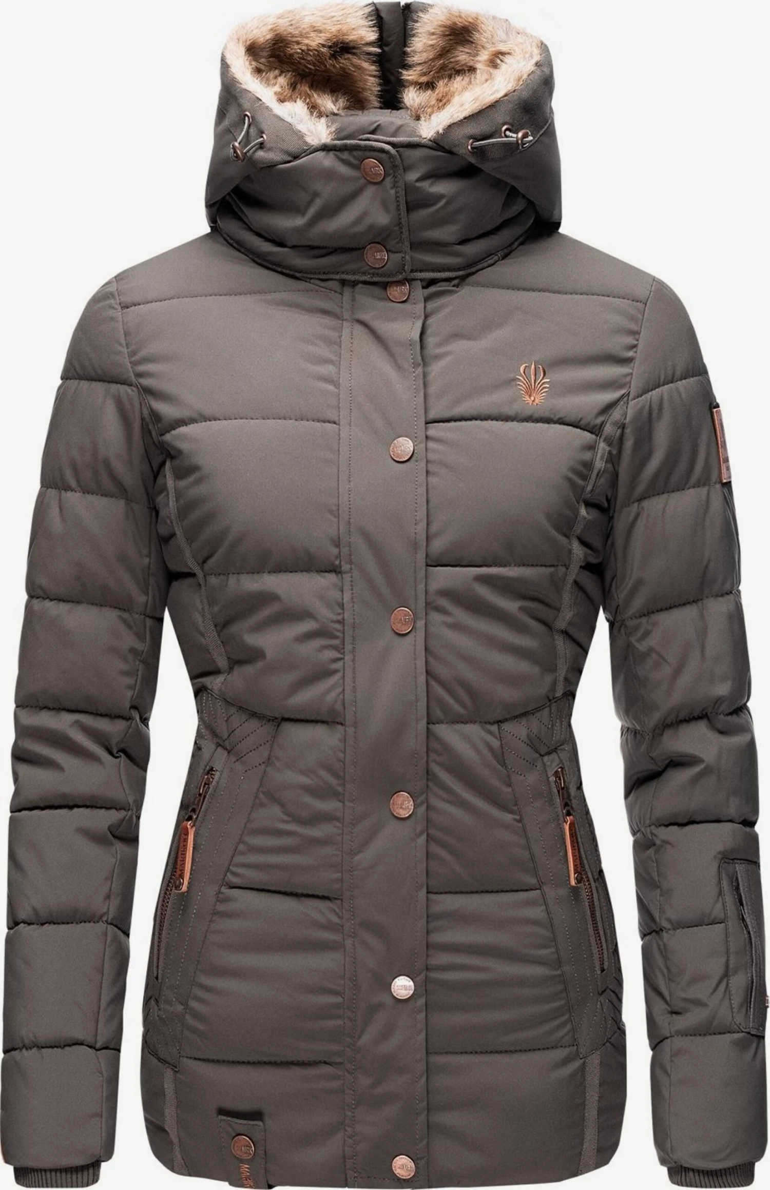 Marikoo Gewatteerde Jassen Winterjas Nekoo Dames Aardetinten 4 Marikoo Gewatteerde Jassen Winterjas Nekoo Dames Aardetinten - Afbeelding 4