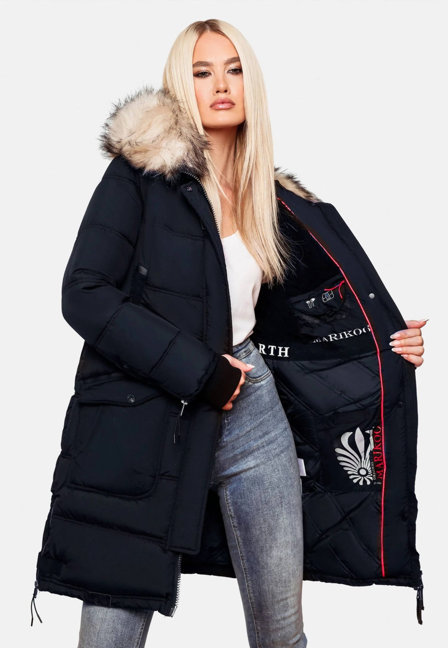 Marikoo Wintermantels Wintermantel Chaskaa Dames Navy 9 Marikoo Wintermantels Wintermantel Chaskaa Dames Navy - Afbeelding 9