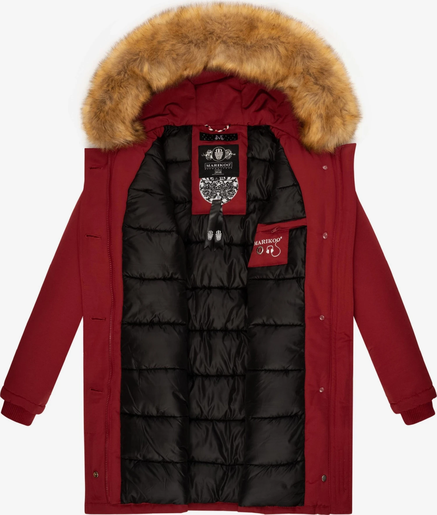 Marikoo Parkas Winterparka Karmaa Dames Rood / Bloedrood 4 Marikoo Parkas Winterparka Karmaa Dames Rood / Bloedrood - Afbeelding 4