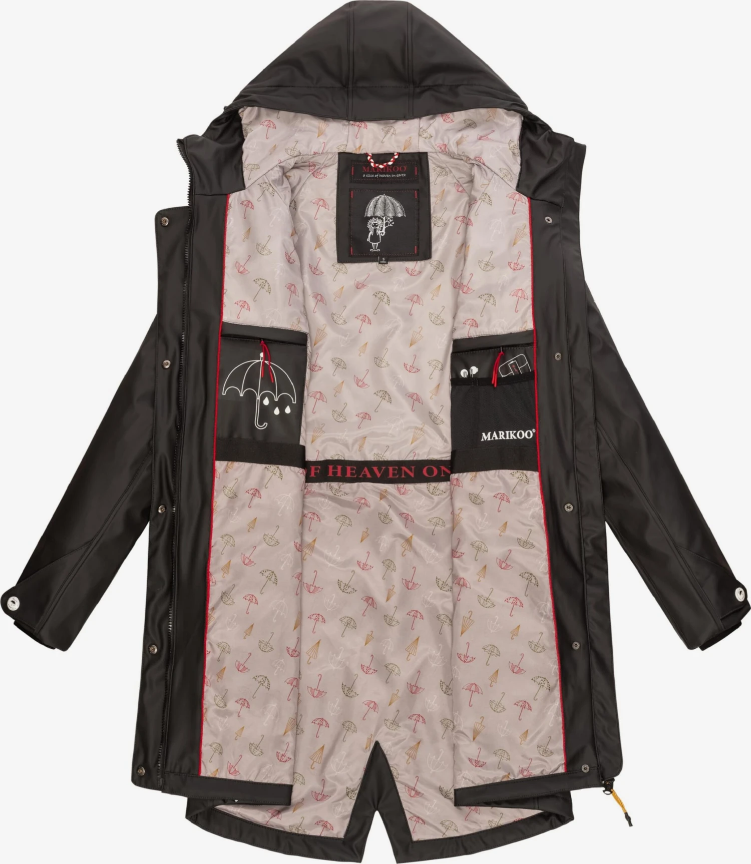 Marikoo Regenmantels Functionele Mantel Dames Zwart 5 Marikoo Regenmantels Functionele Mantel Dames Zwart - Afbeelding 5