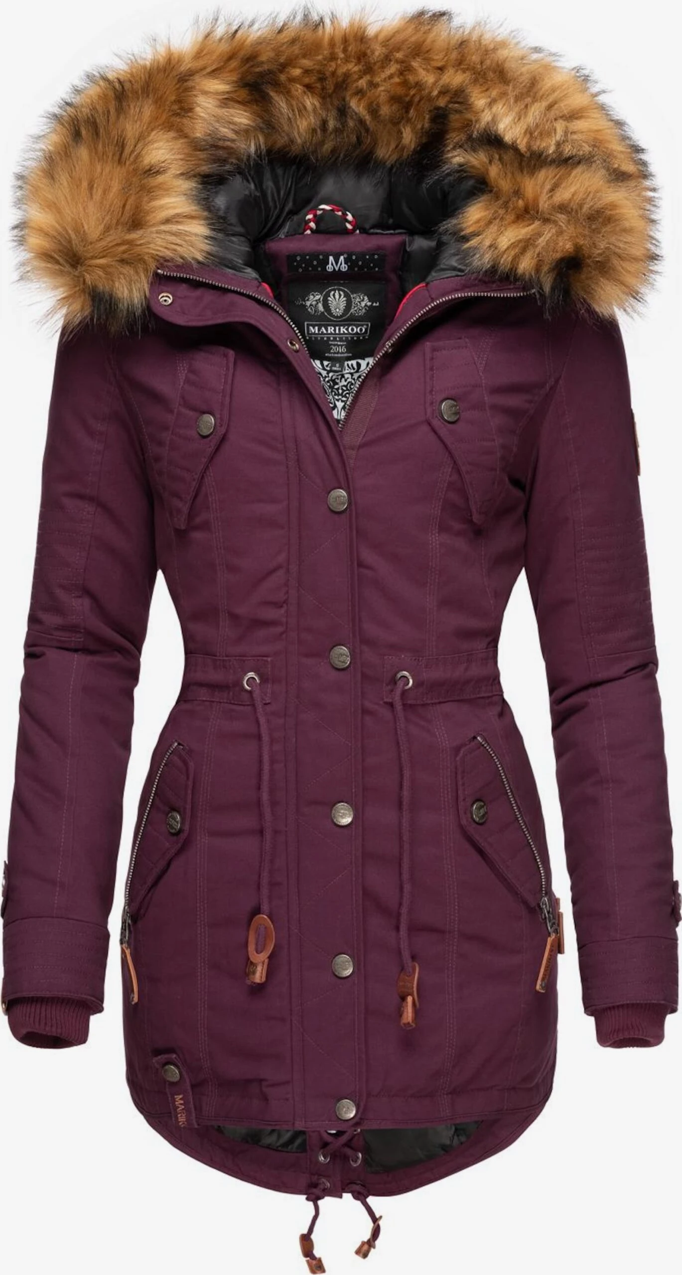 Marikoo Parkas Winterparka Dames Wijnrood