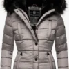 Marikoo Winterjassen Winterjas Lotusblüte Dames Grijs